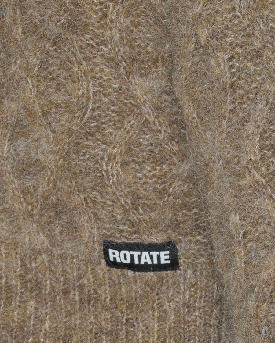 Rotate Cropped Cardigan With Textured Cable Knit