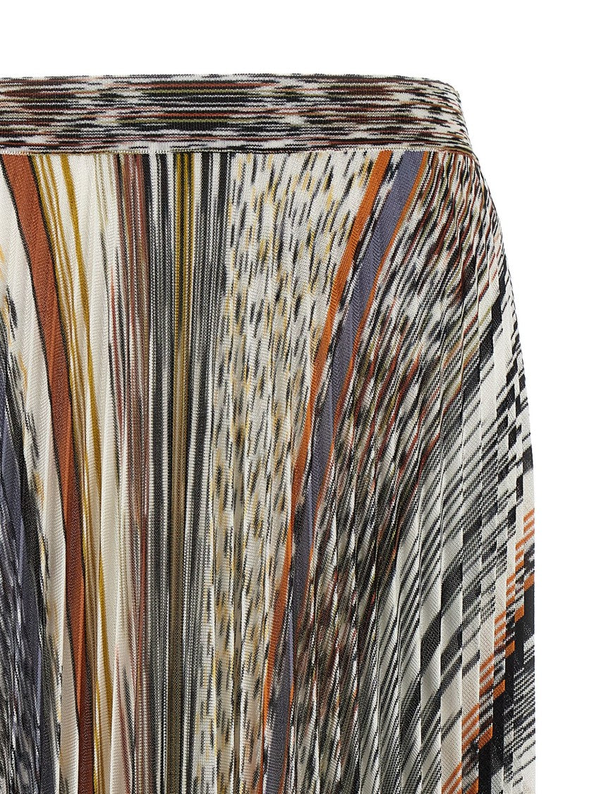 Missoni Striped Knit Pleated Midi Skirt