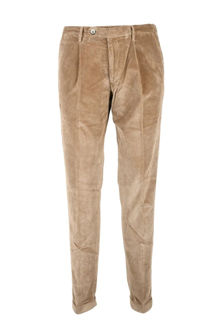 Michael Coal Tailored Beige Trousers With Velvety Texture