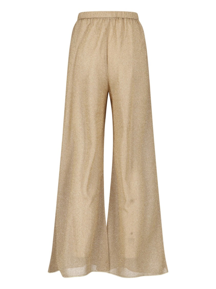 Oséree Gold Lumière Metallic Wide-Leg Sheer Pants