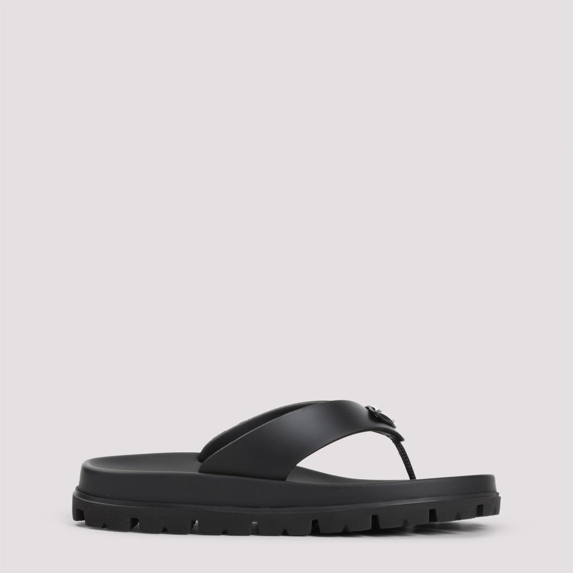 Prada Minimalist Black Sandals With Rugged Sole