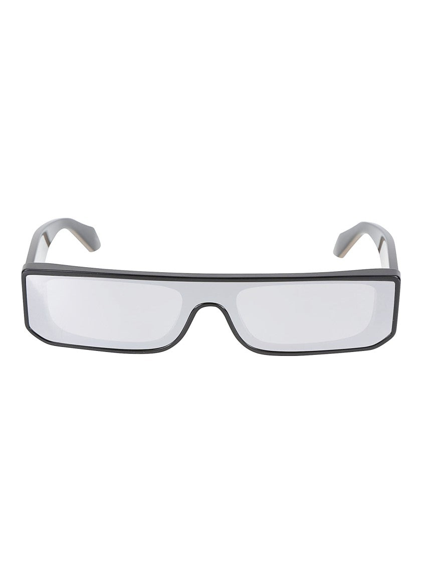 Alaïa Rectangular Frame Sunglasses With Glossy Black Finish