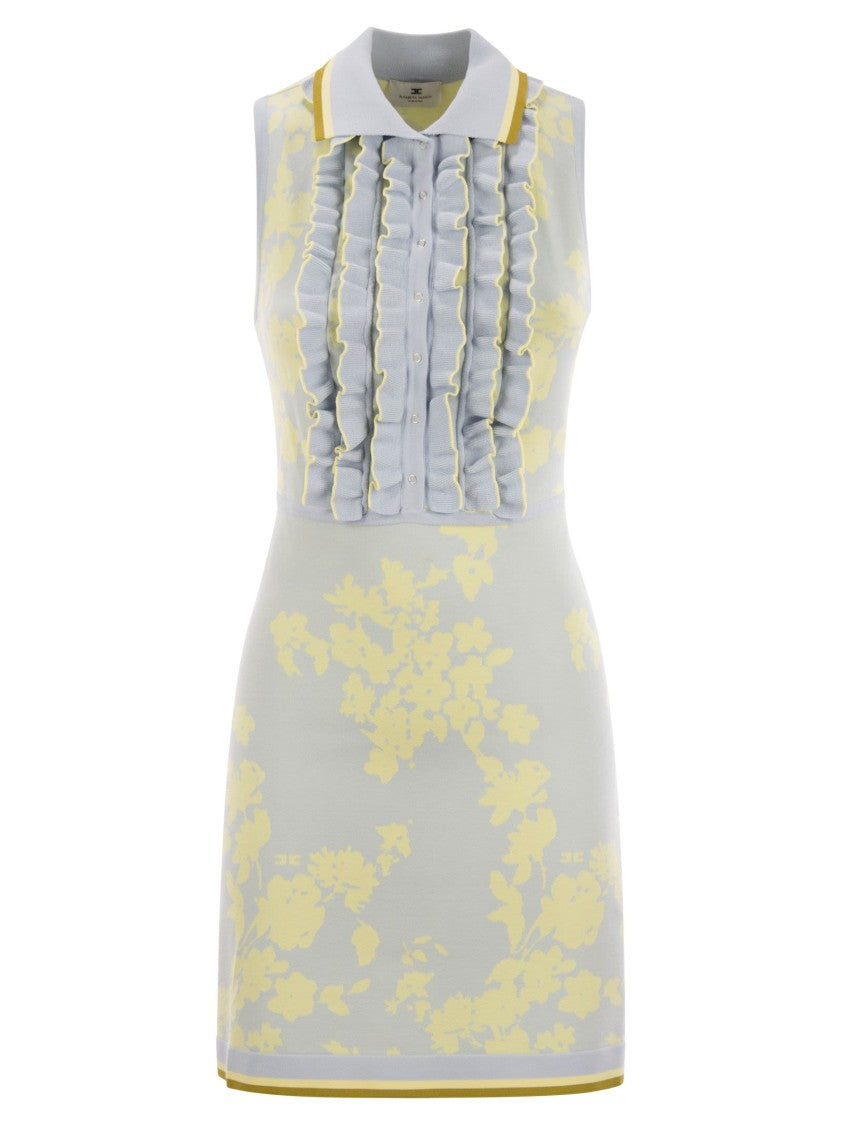 Elisabetta Franchi Floral Jacquard Dress With Ruffles