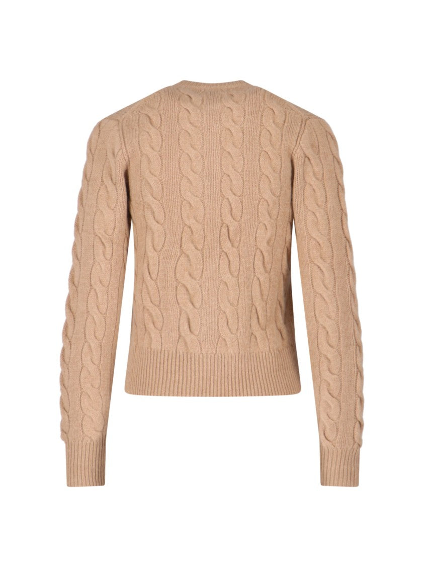 Polo Ralph Lauren Beige Cable Knit Wool-Blend Cardigan