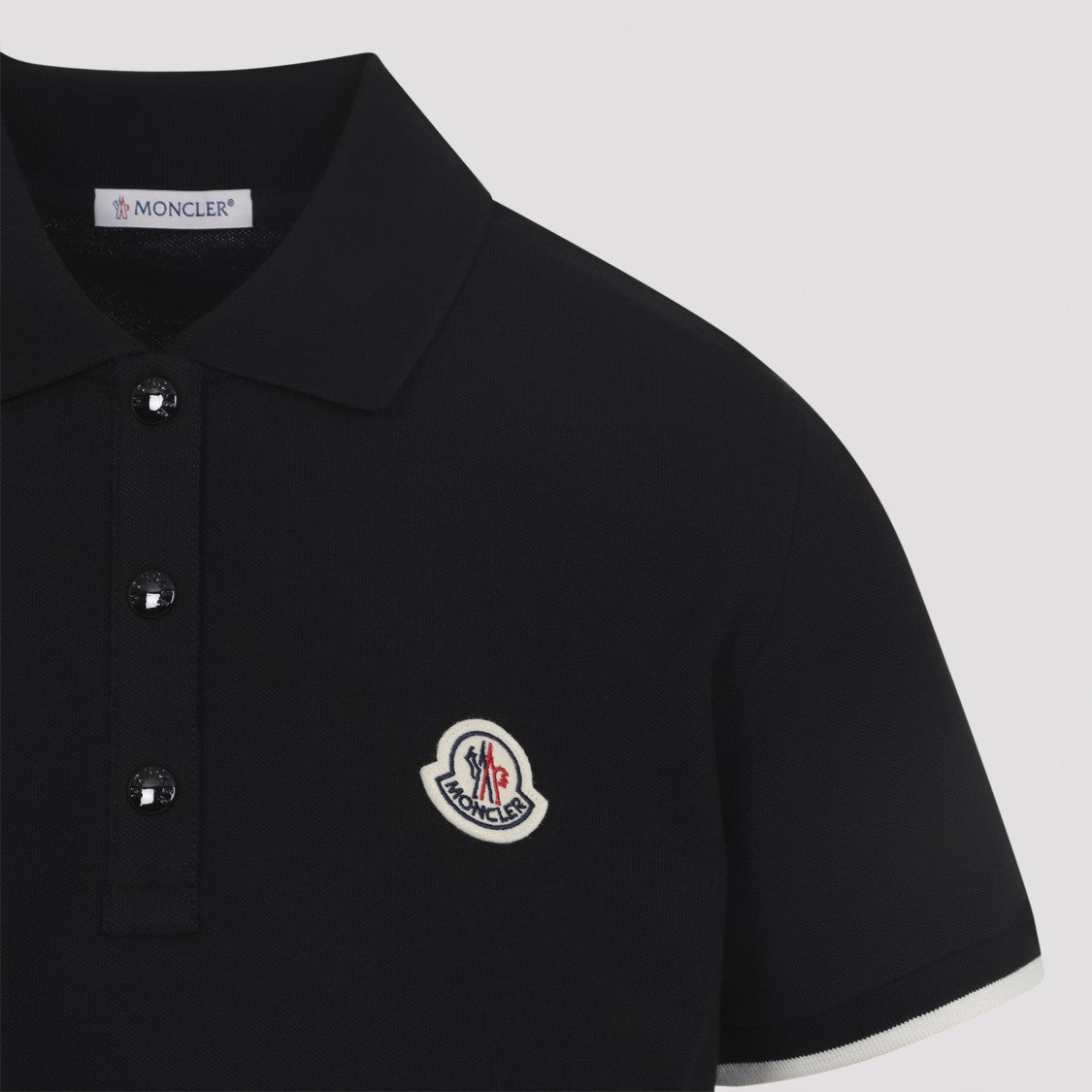 Moncler Classic Black Cotton Polo Shirt