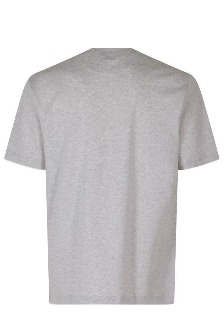 Eleventy Crewneck Melange Trim Cotton T-Shirt