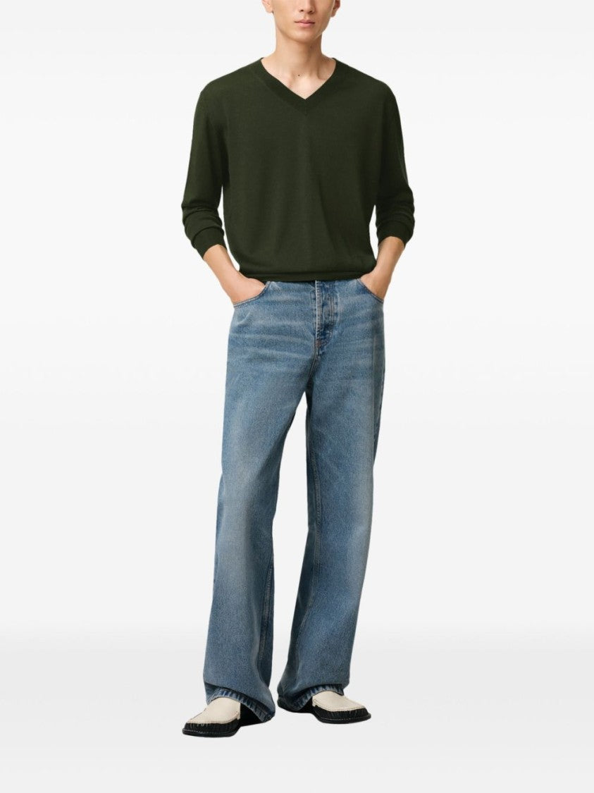 Ami Paris Moss Green V-Neck Sweatshirt