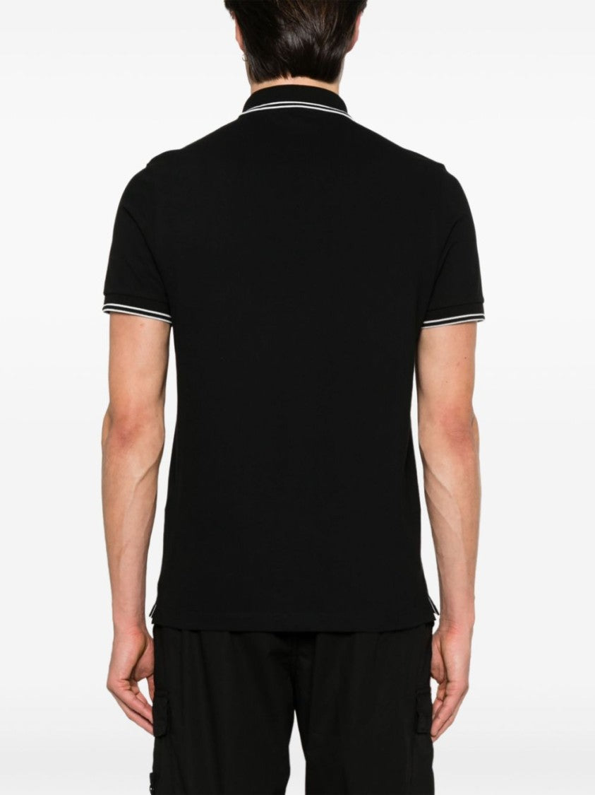 Stone Island Black Cotton/Elastane Blend Polo Shirt