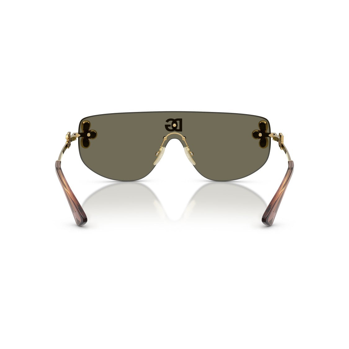 Dolce & Gabbana Gradient Brown Shield Sunglasses With Floral Accents