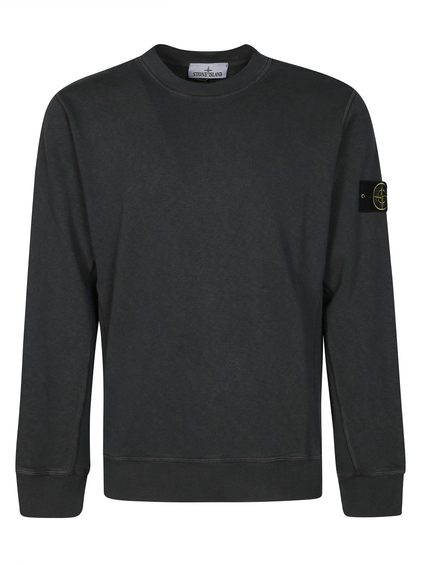 Stone Island Textured Grey Sweatshirt With Distinctive Logo Patch