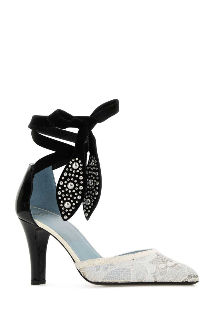 Valentino Garavani Two-Tone Lace And Leather Foliefoliage Pumps