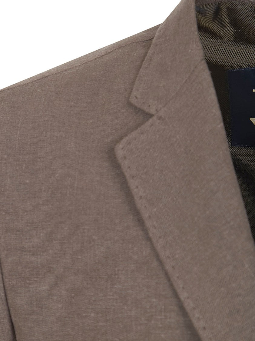 Herno Linen-Cotton Blend Jacket With Peak Lapels And Two-Button Closure