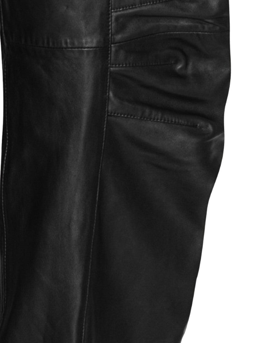 Rotate High-Waisted Black Lamb Leather Cargo Pants