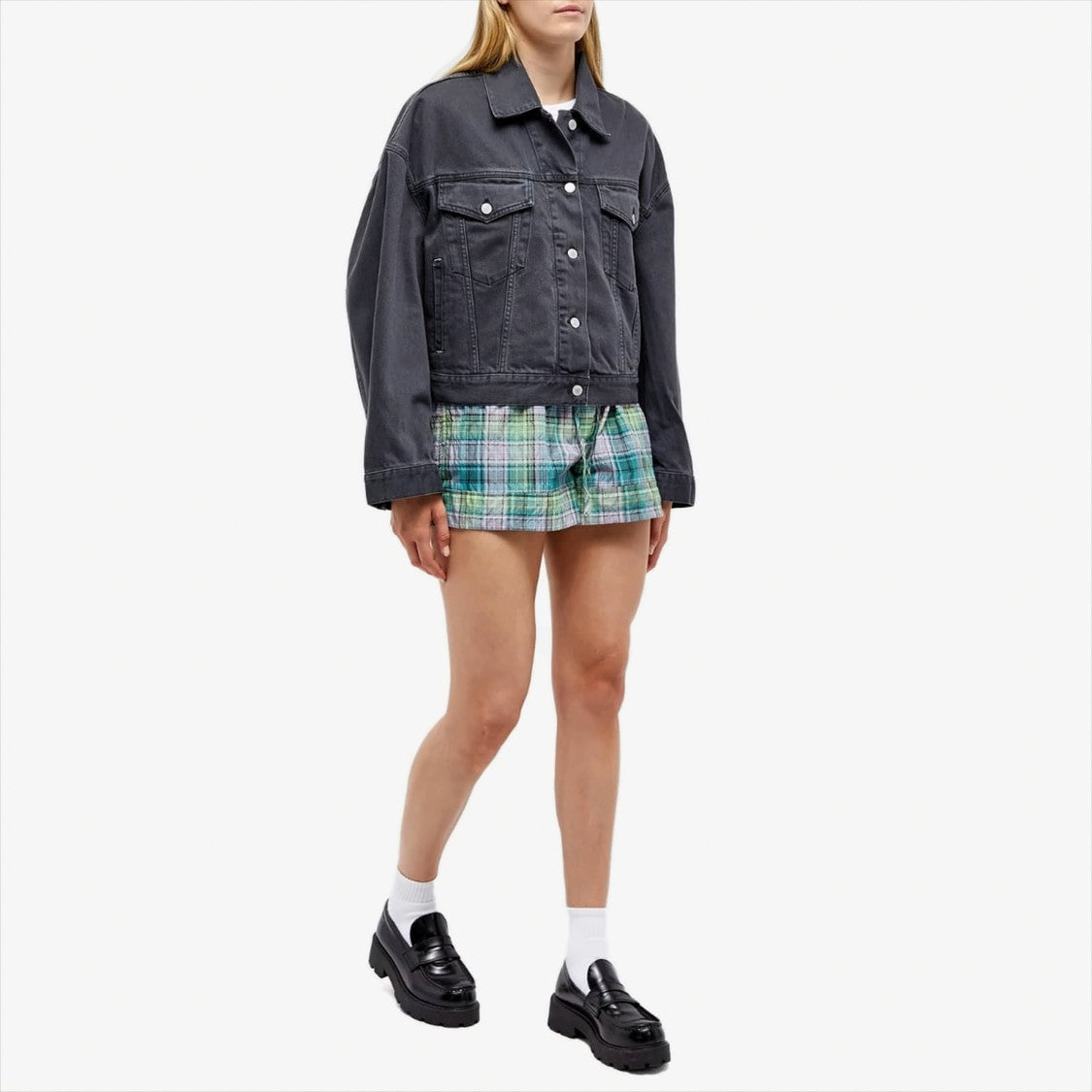 Acne Studios Loose-Fit Black Denim Trucker Jacket With Classic Collar And Button Closure