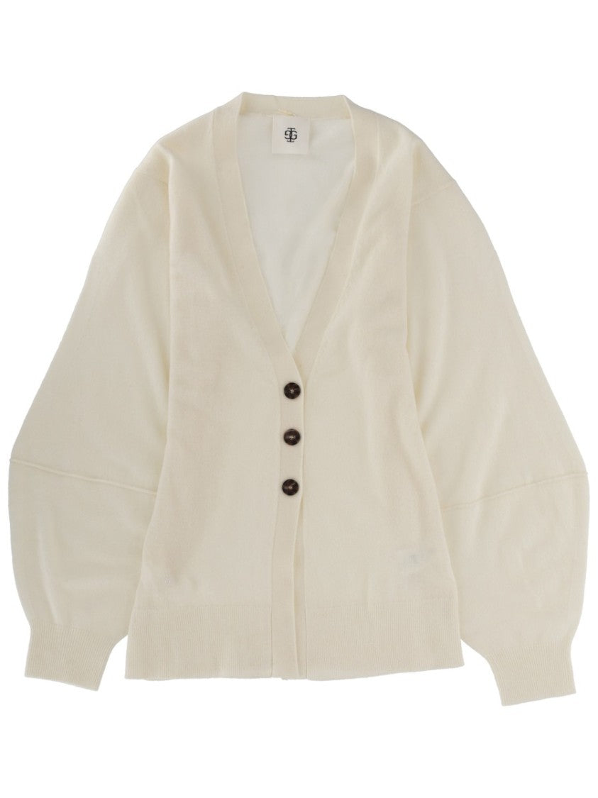 The Garment Cream Como Wool-Cashmere V-Neck Cardigan