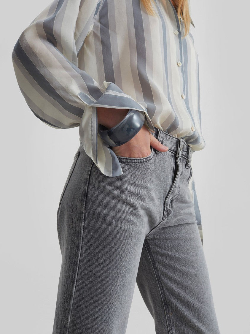 The Frankie Shop Gray Cotton Denim Straight Leg Jeans