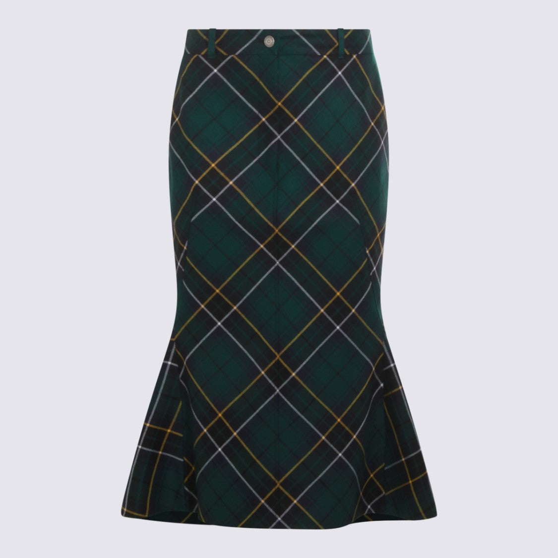 Alexander Mcqueen Navy And Green Wool Skirt