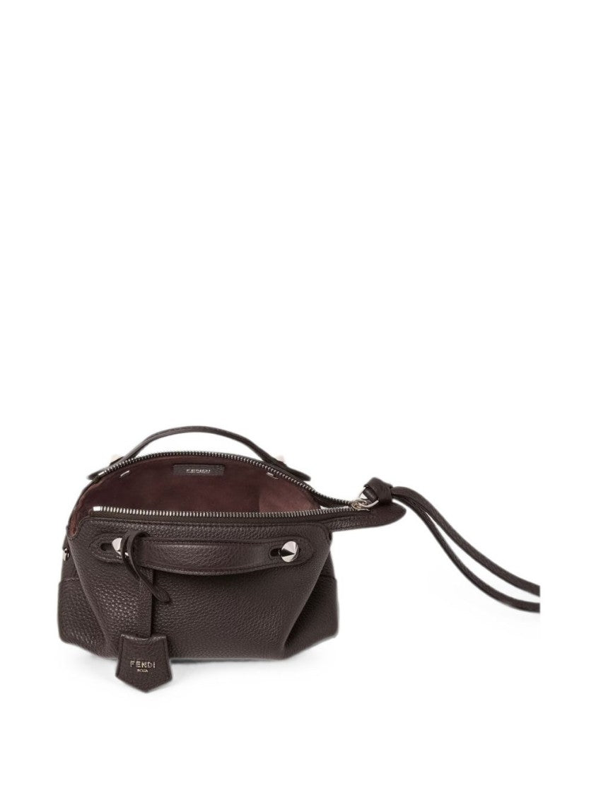 Fendi Textured Leather Pyramid Stud Shoulder Bag