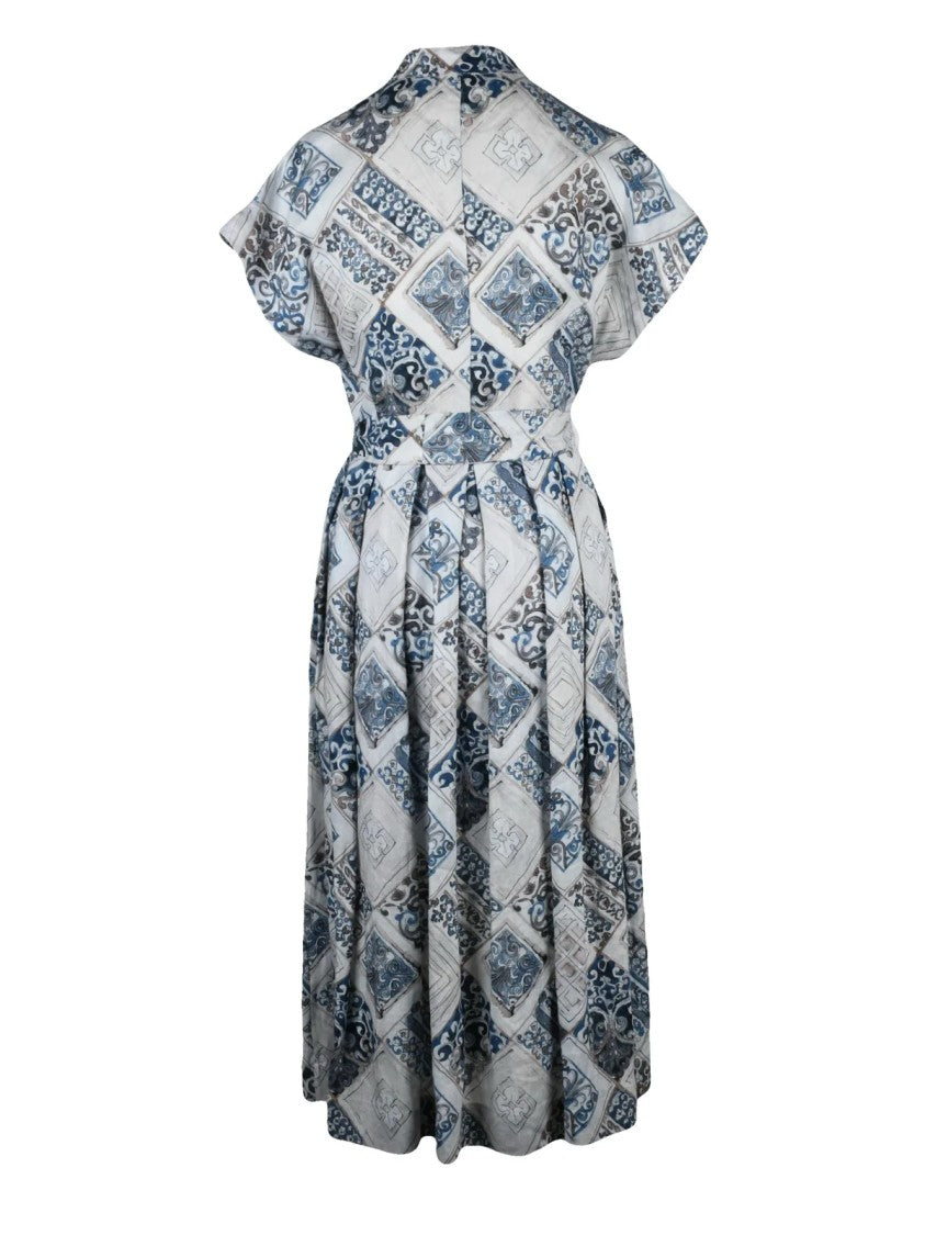 Eleventy Blue Linen Shirt Dress
