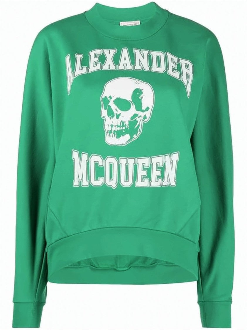 Alexander Mcqueen Long-Sleeve Graphic Sweatshirt With Ribbed Cuffs