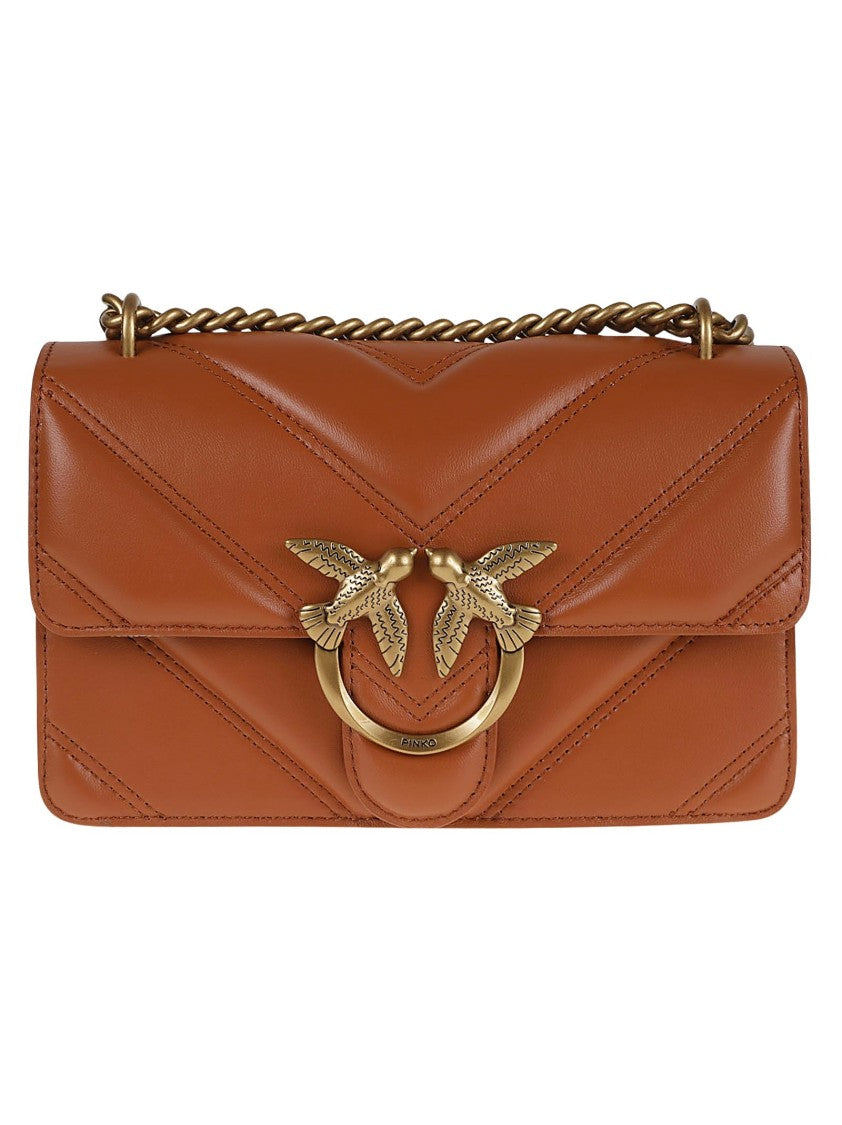 Pinko Chevron Pattern Nappa Leather Crossbody Bag