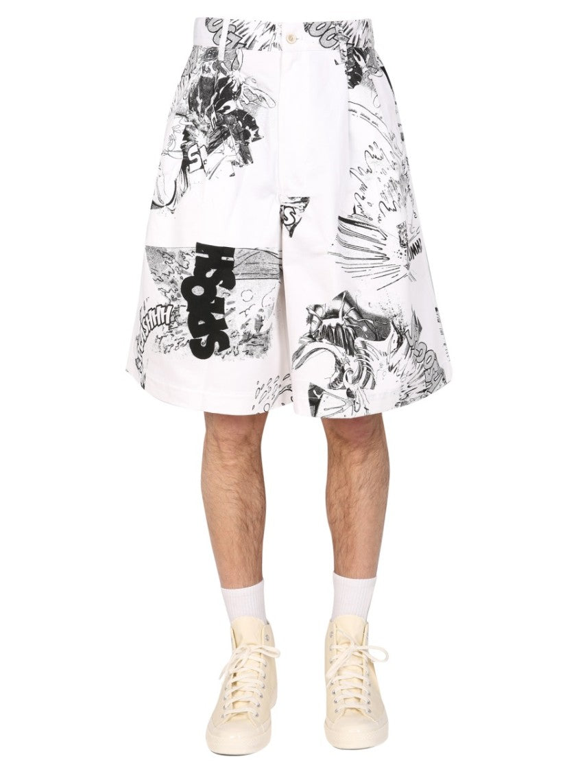 Comme Des Garçons Cotton Graphic Print Shorts