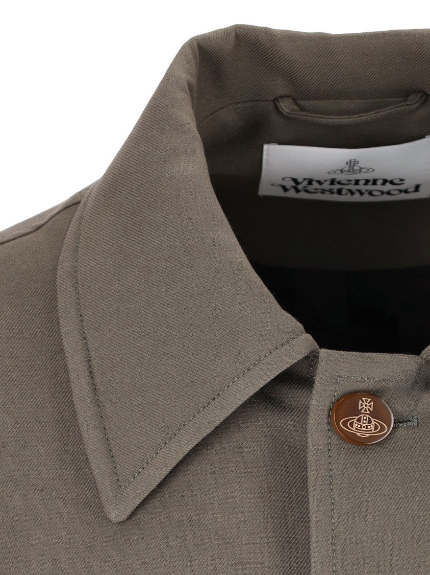 Vivienne Westwood Donkey Taupe Pointed Collar Cotton-Blend Jacket