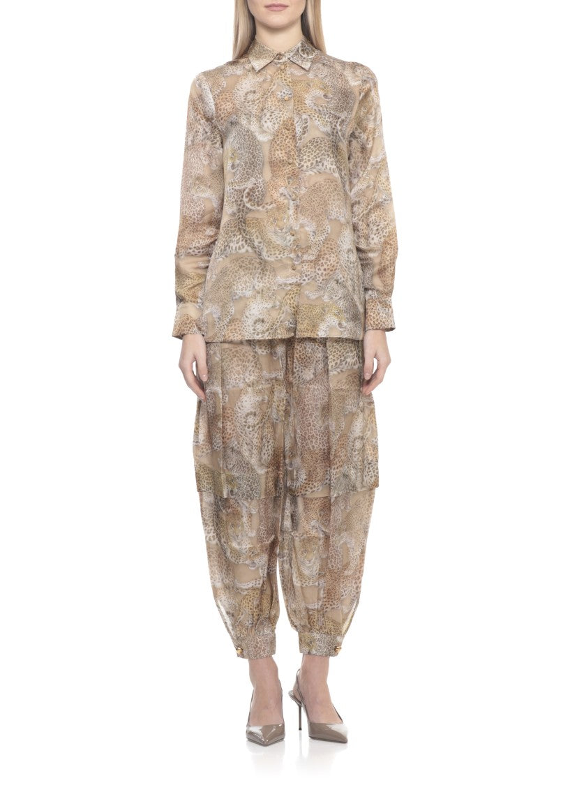 Zimmermann Beige Rebellion Animalier Silk Shirt