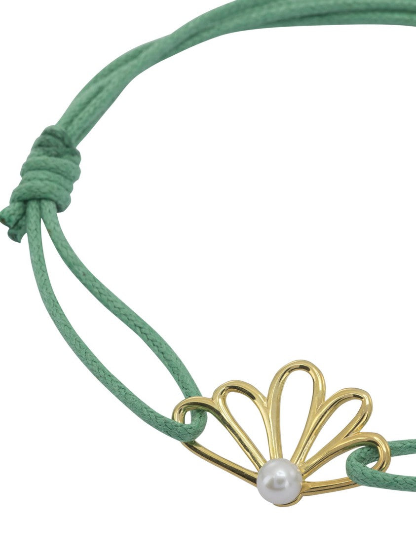 Aliita Adjustable Cotton Cord Bracelet With Flower-Shaped Brass Pendant