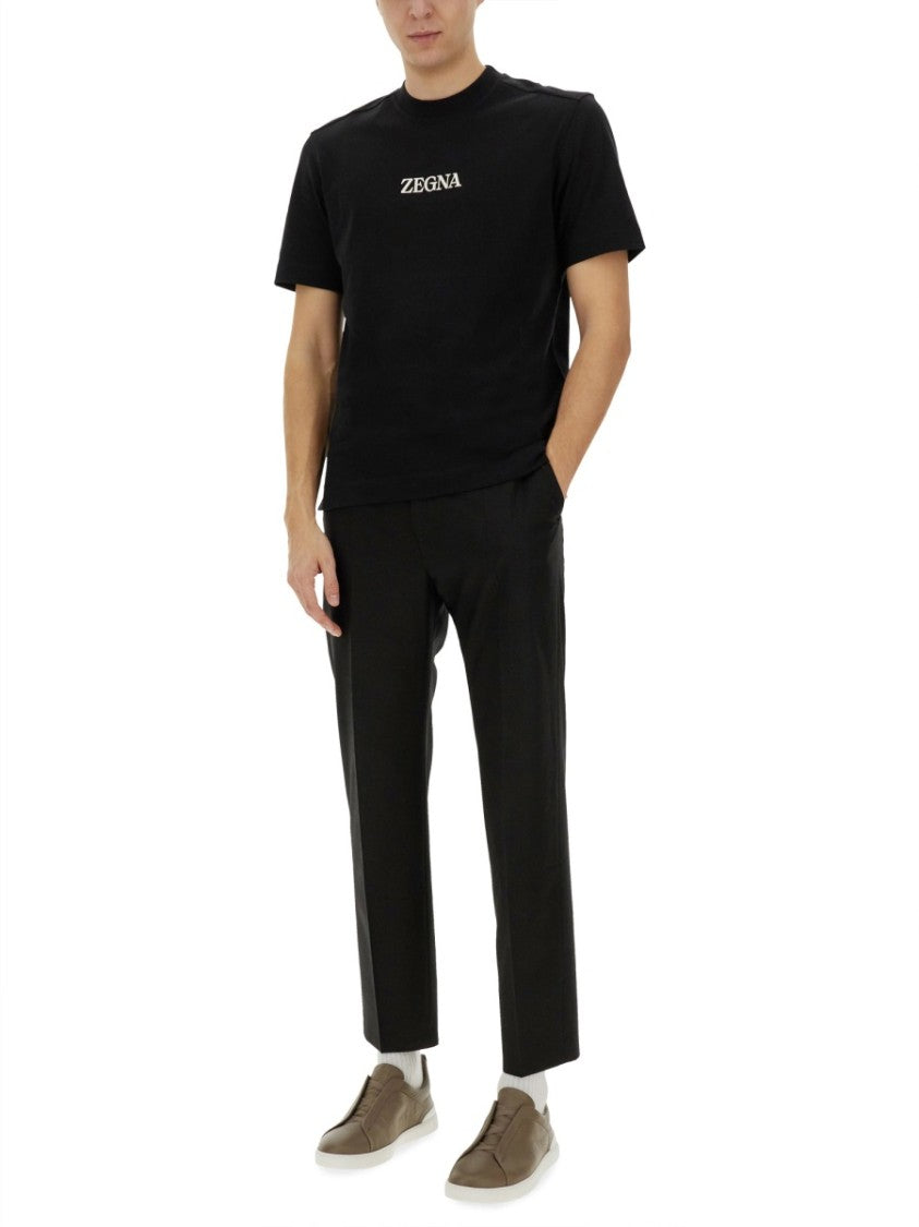 Zegna Black Jersey T-Shirt With Classic Crew Neckline