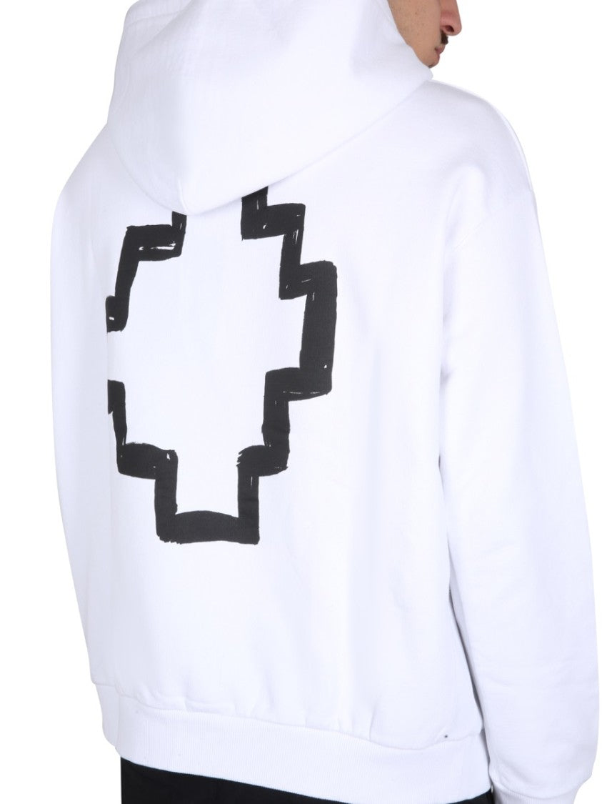 Marcelo Burlon Cotton Hoodie With Drawstring Hood And Graphic Design
