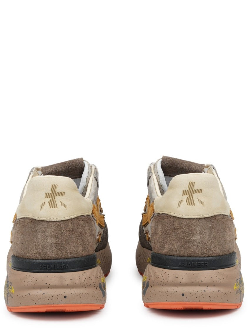 Premiata Multicolour Sneakers With Mustard Logo And Speckled Sole