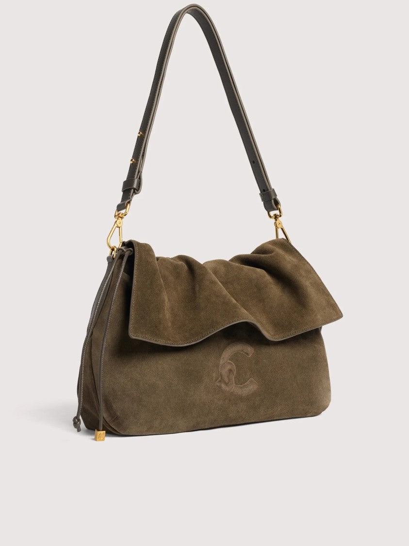 Coccinelle Lidia Medium Suede Ruffled Handbag