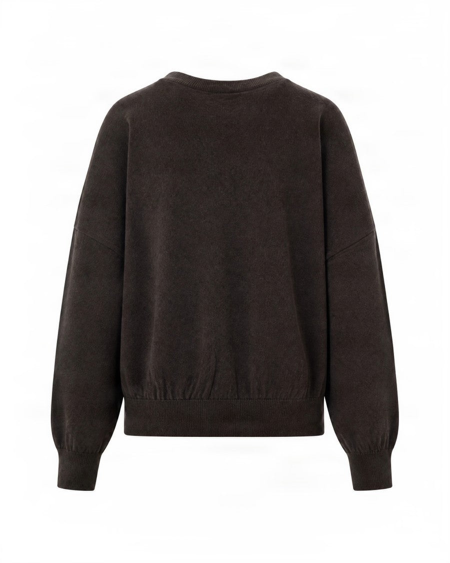 Isabel Marant Étoile Chocolate Sweater With Crew Neckline And Ribbed Scalloped Edges