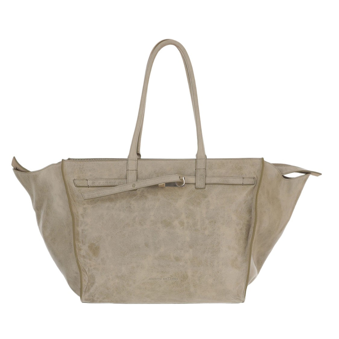 Benedetta Bruzziches Sculpted Beige Leather Bag With Metal Accents