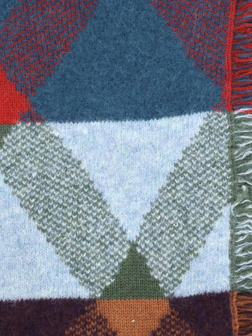 Dries Van Noten Geometric Floral Patchwork Scarf With Fringed Edges