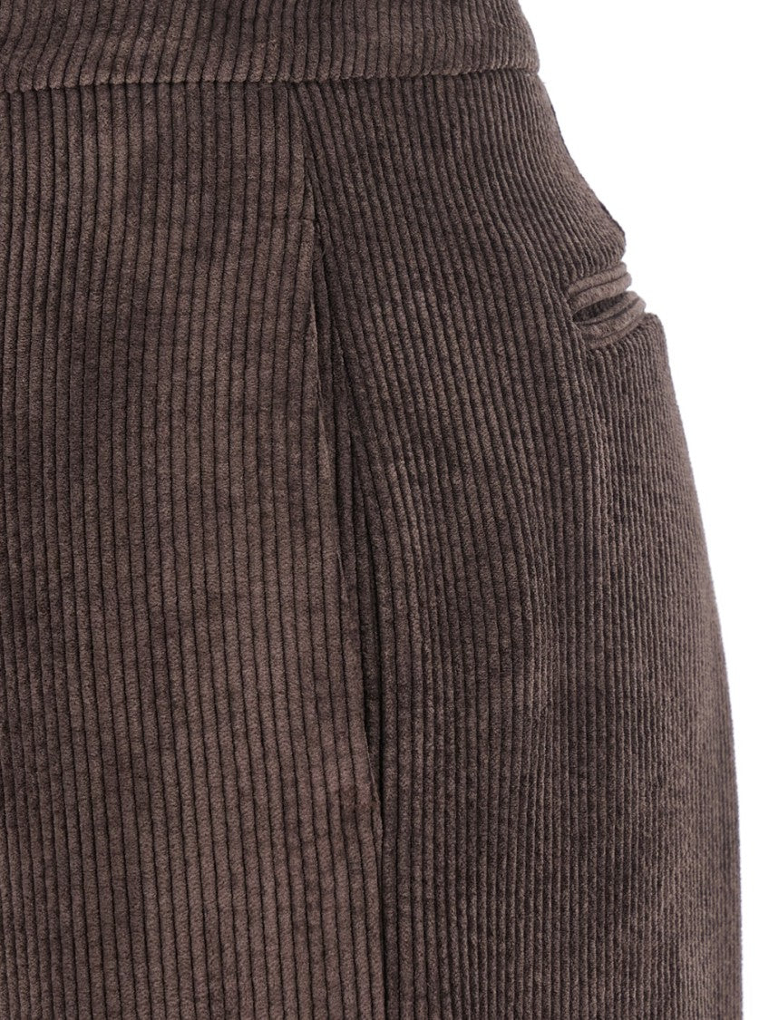 Plain Wide-Leg Ribbed Pants