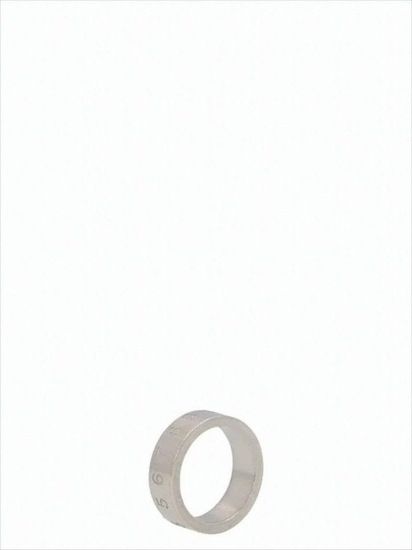 Maison Margiela Minimalist Silver Ring With Engraved Number Detail