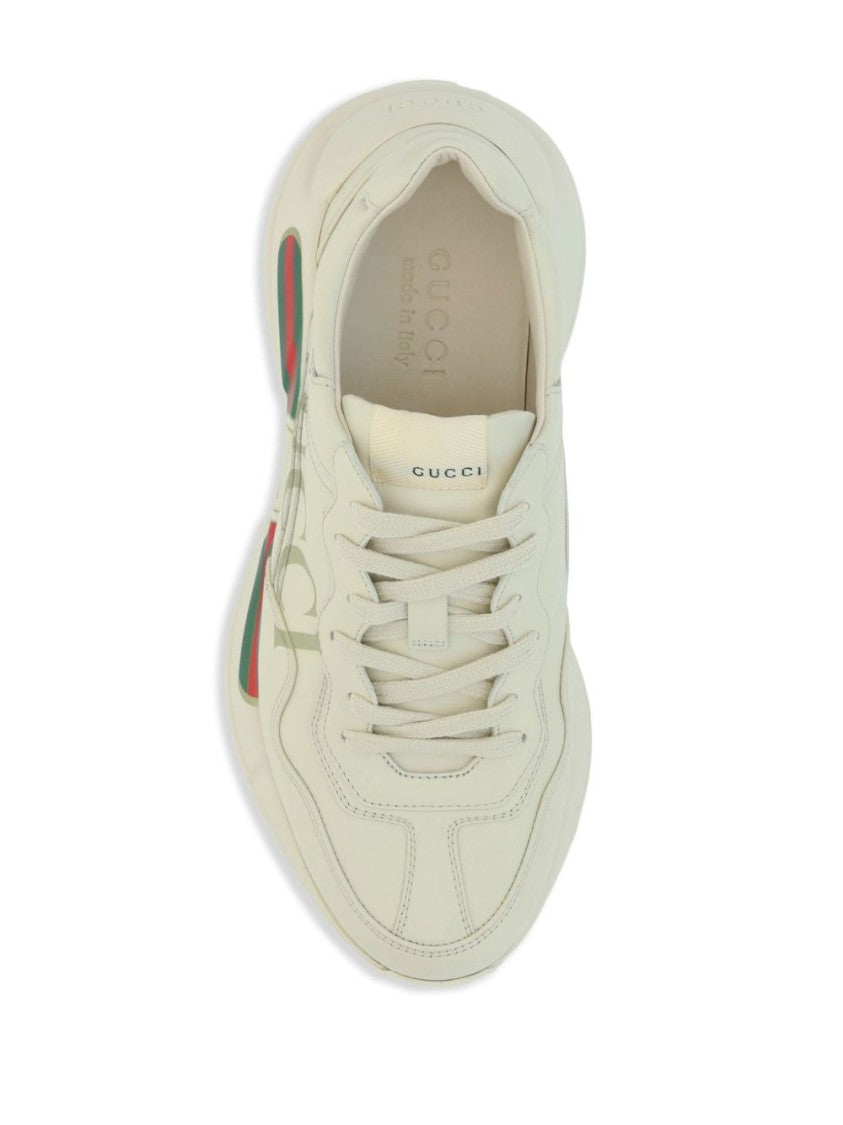Gucci Ivory Rhyton Leather Logo Low-Top Sneakers