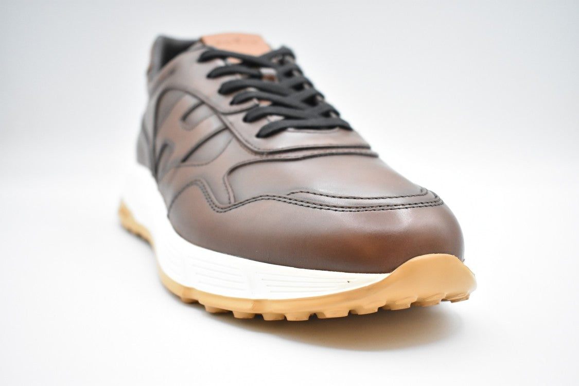 Hogan Brown Leather Sneakers