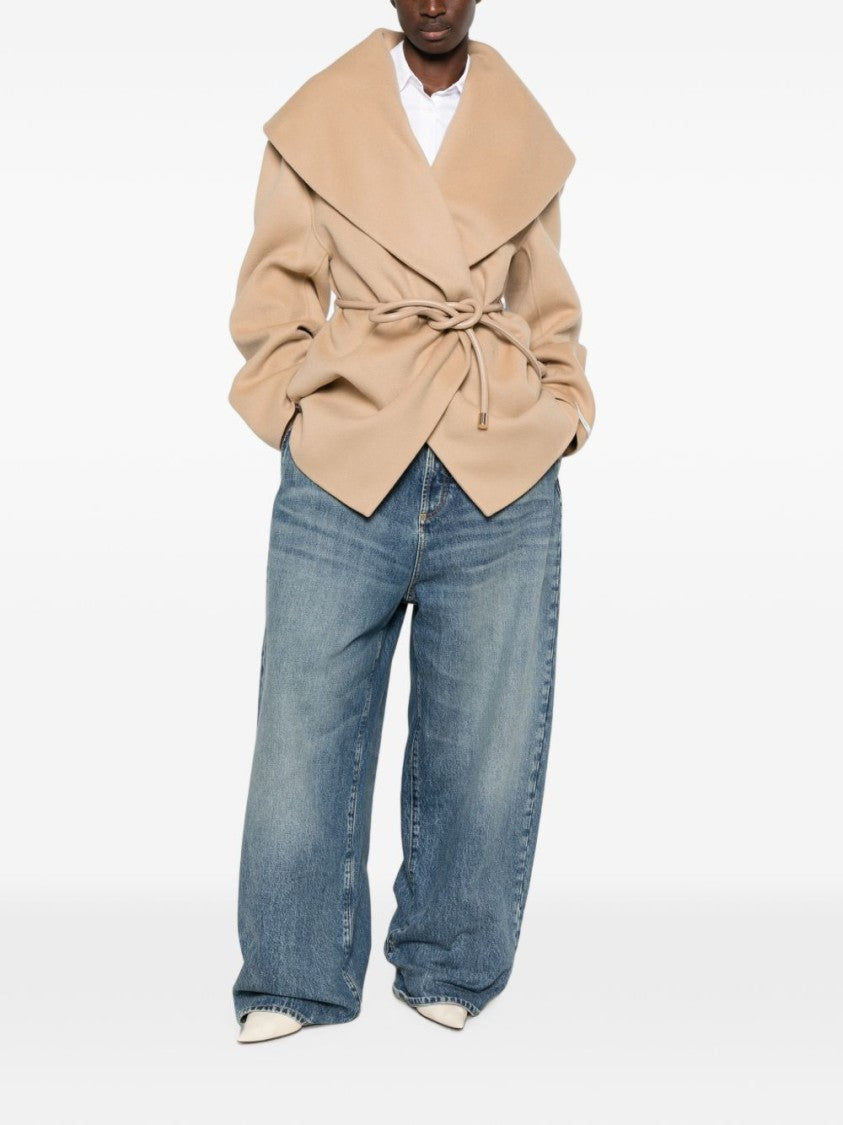 Sportmax Black Wrap-Around Oversized Collar Jacket