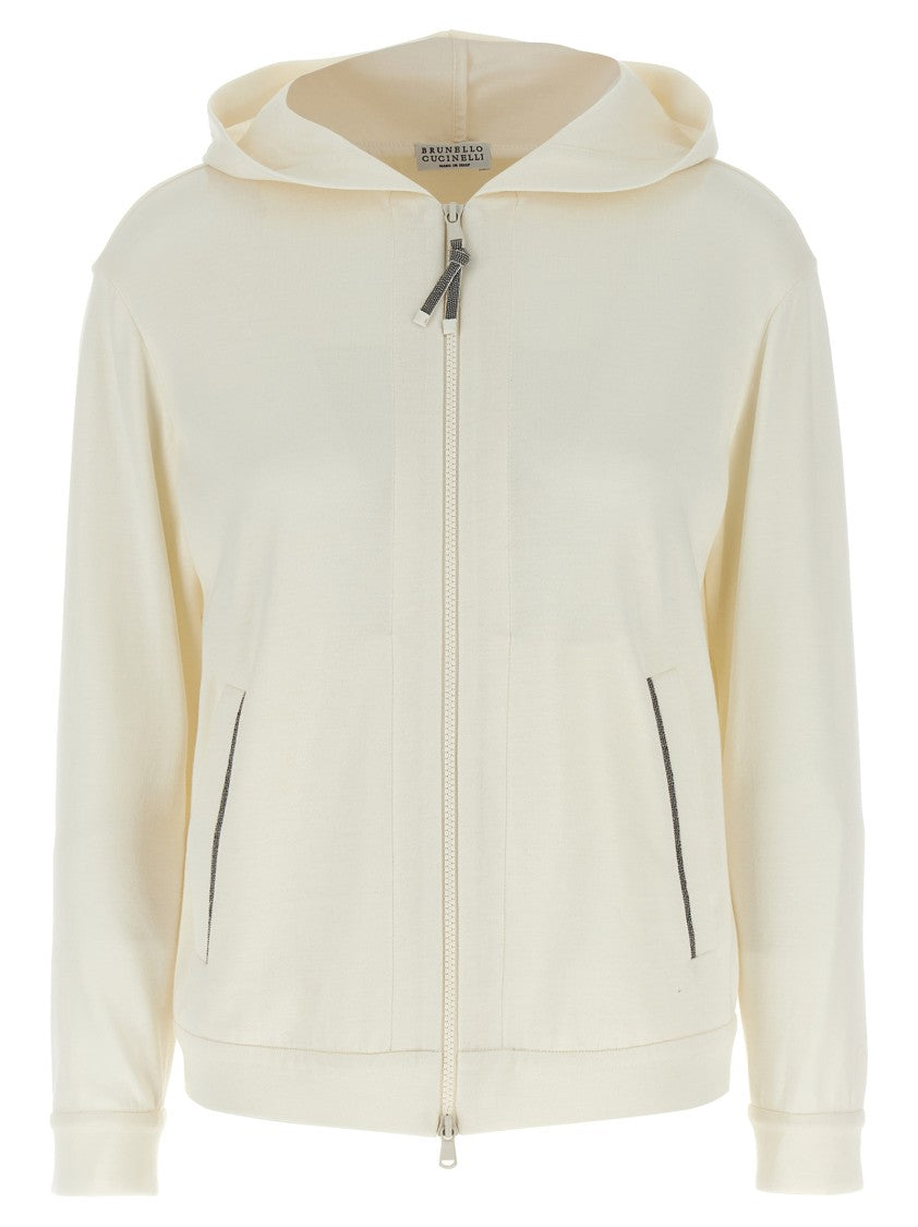 Brunello Cucinelli Monile Detail Zip Hoodie With Cuffed Sleeves