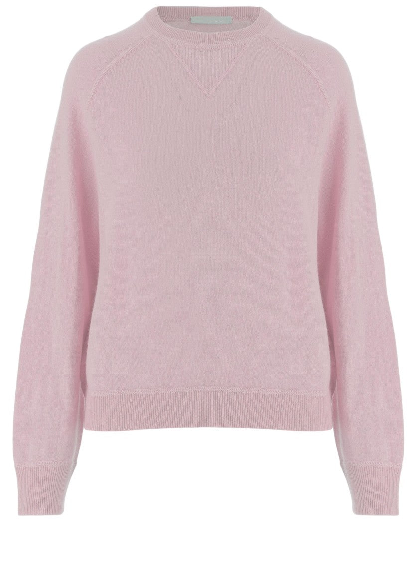 Allude Light Pink Wool And Cashmere Crew Neck Sweater