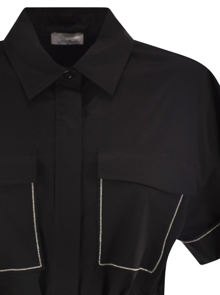 Peserico Light Stretch Cotton Satin Chemisier Dress