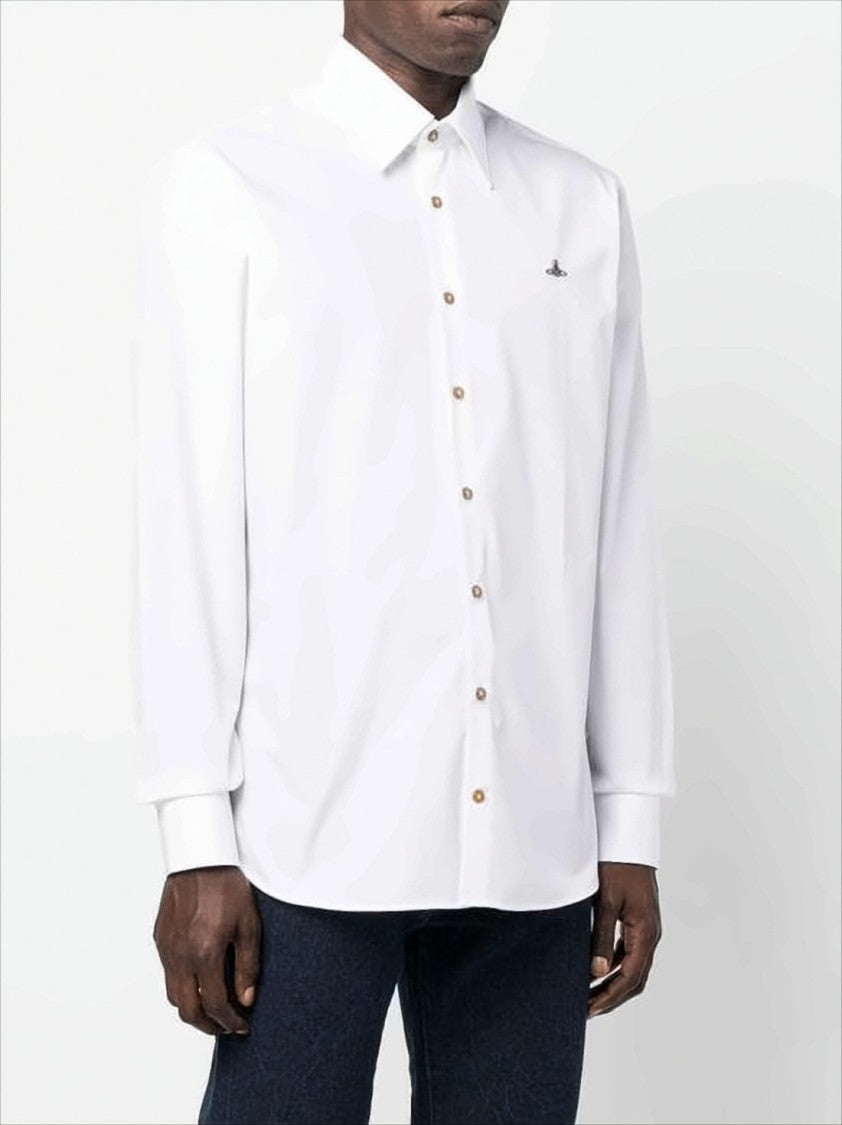 Vivienne Westwood Long-Sleeve White Cotton Shirt With Crisp Collar