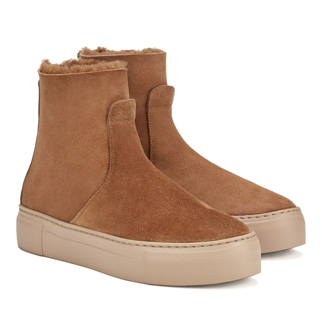 Agl Brown Meghan Suede Sheepskin-Lined Wedge Boots