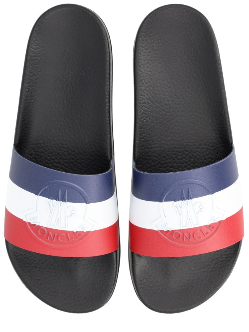 Moncler Basile Striped Elastodiene Slide Sandals