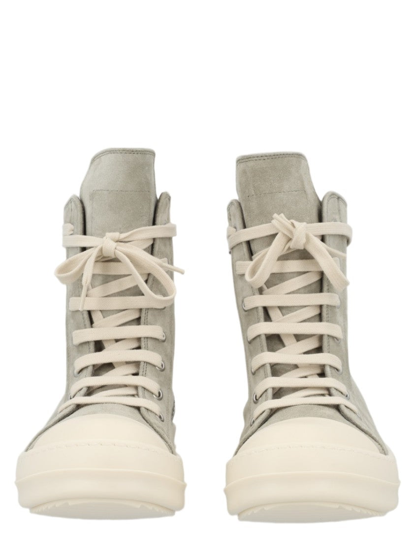 Rick Owens High-Top Zipper Detail Calf Leather Sneakers