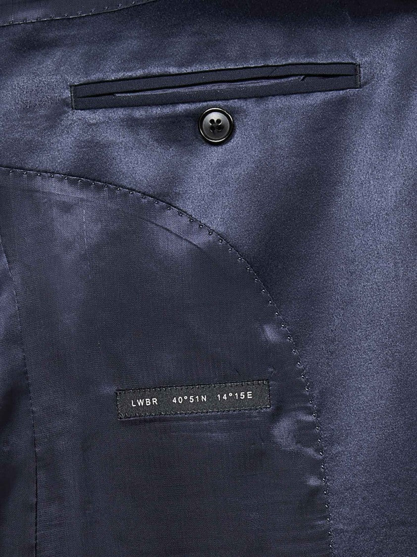 Low Brand Blue Tuxedo Suit With Satin Details