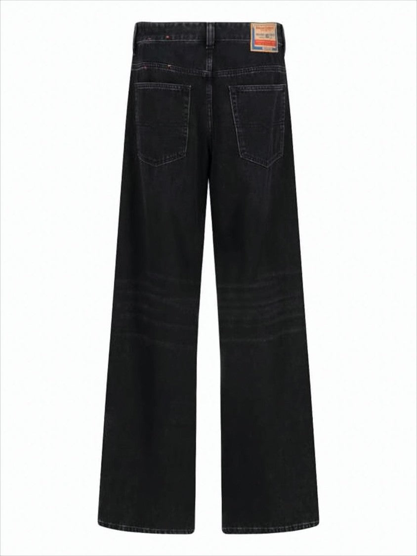 Diesel Wide-Leg Black Denim Pants With Classic Five-Pocket Styling